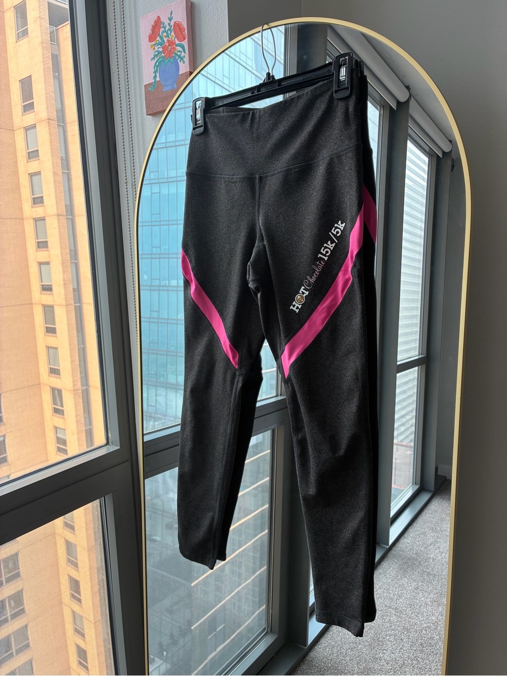 Black Leggings with Pink Stripes